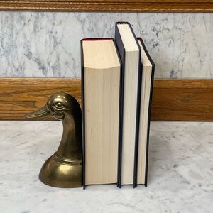 Vintage MCM Solid Brass Mallard Duck Head Book End by Leonard Silver Mfg Co.
